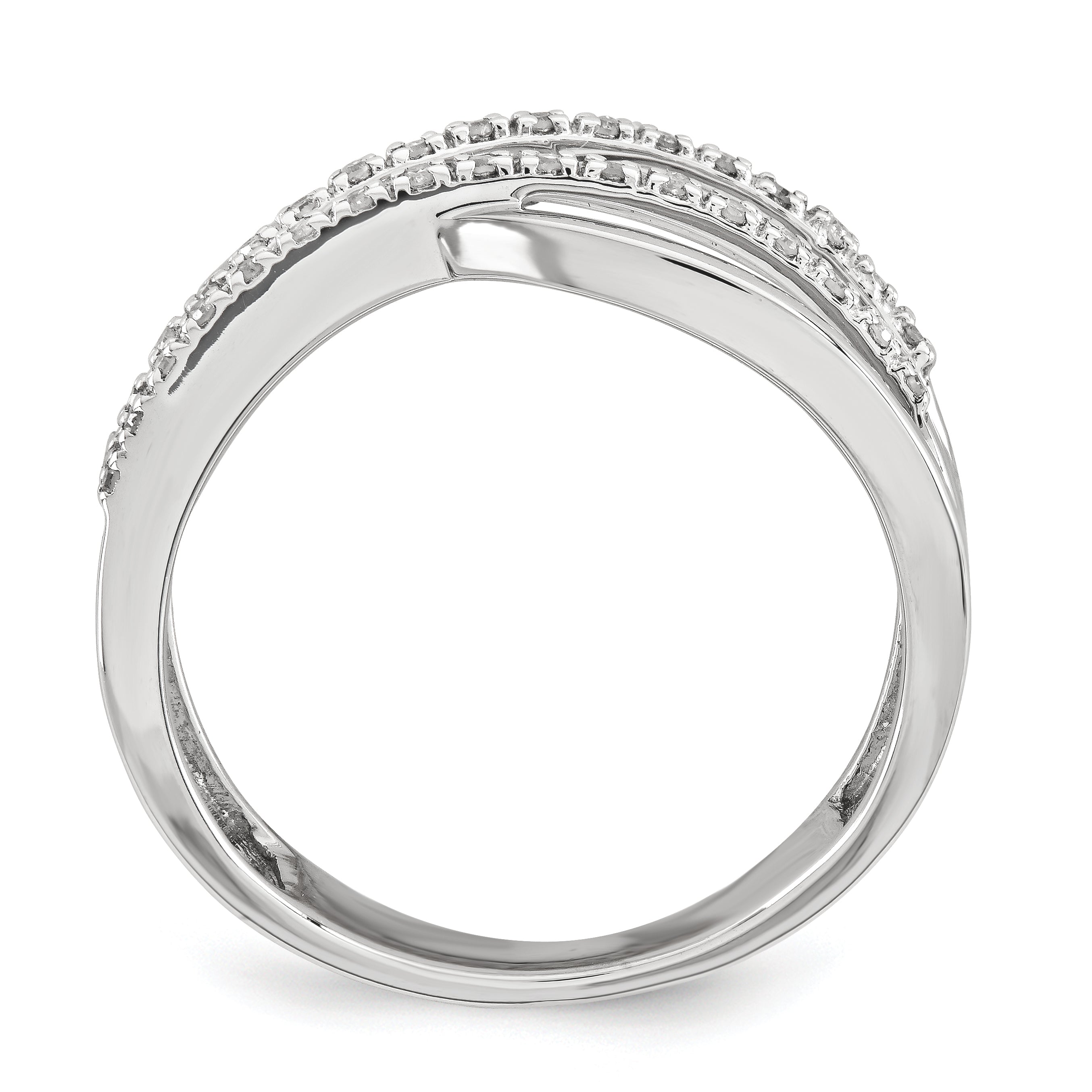 14K Weißgold Ring mit Diamant, poliert