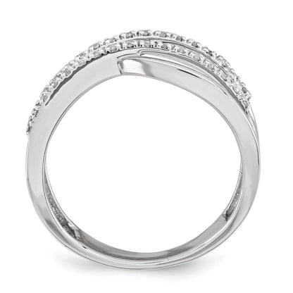 14K Weißgold Ring mit Diamant, poliert