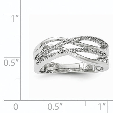 14K Weißgold Ring mit Diamant, poliert