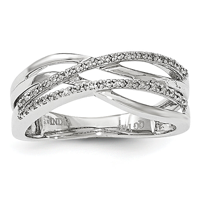 14K Weißgold Ring mit Diamant, poliert