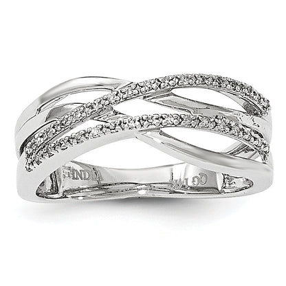 14K Weißgold Ring mit Diamant, poliert
