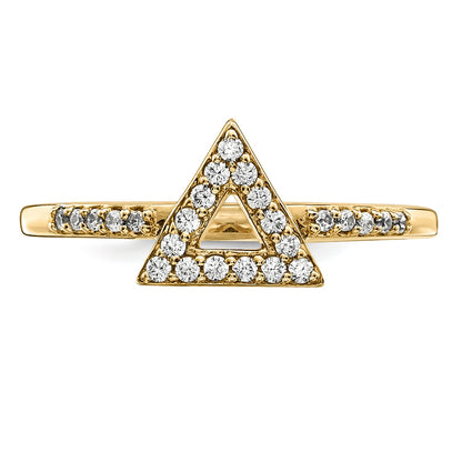 14K Gelbgold Diamant-Ring mit Dreiecksform