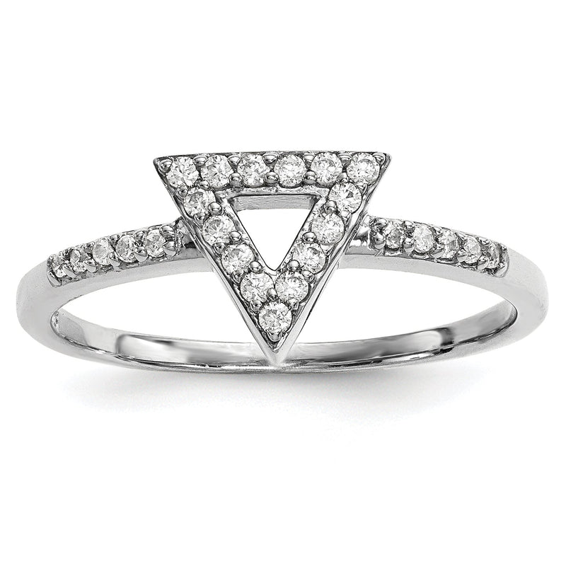 14K Weißgold Diamant-Dreieck-Ring