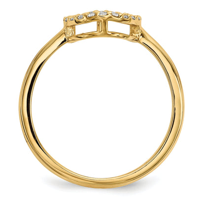 14K Gelbgold Diamant-Ring mit offenem Kreis-Design
