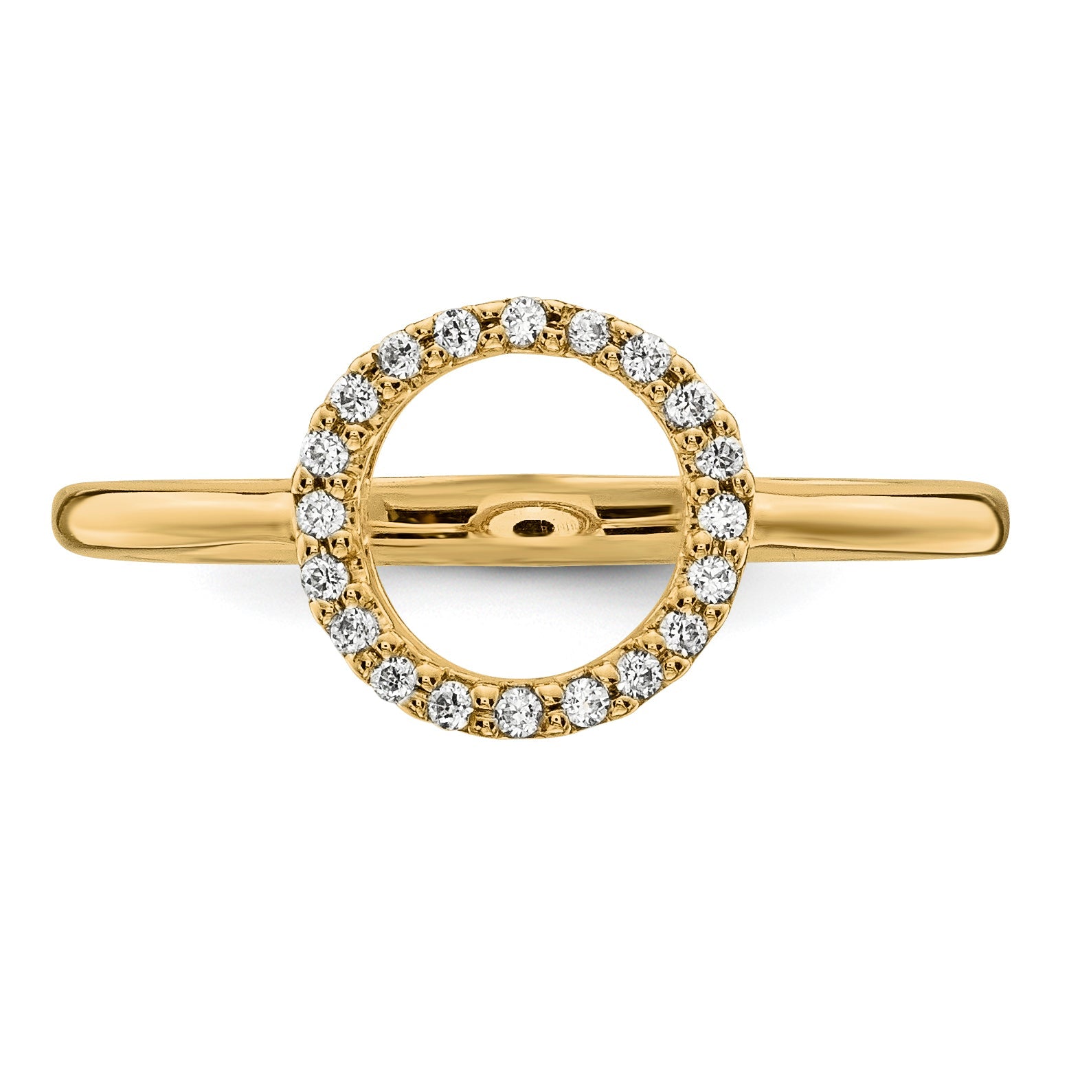 14K Gelbgold Diamant-Ring mit offenem Kreis-Design