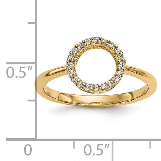 14K Gelbgold Diamant-Ring mit offenem Kreis-Design