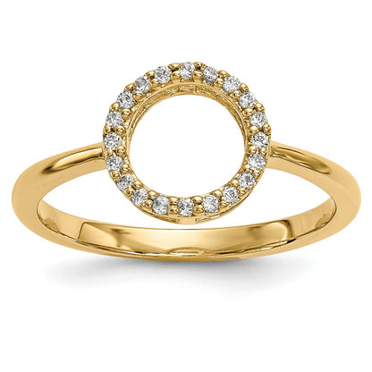 14K Gelbgold Diamant-Ring mit offenem Kreis-Design