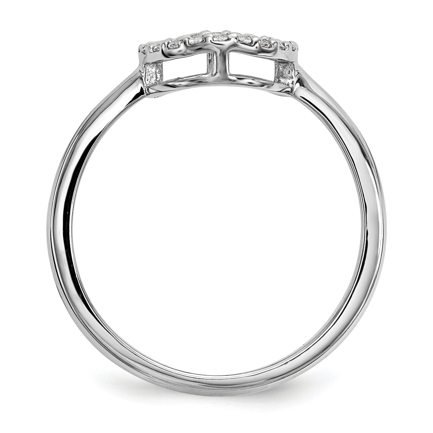 14K Weißgold Diamant-Ring mit offenem Kreis