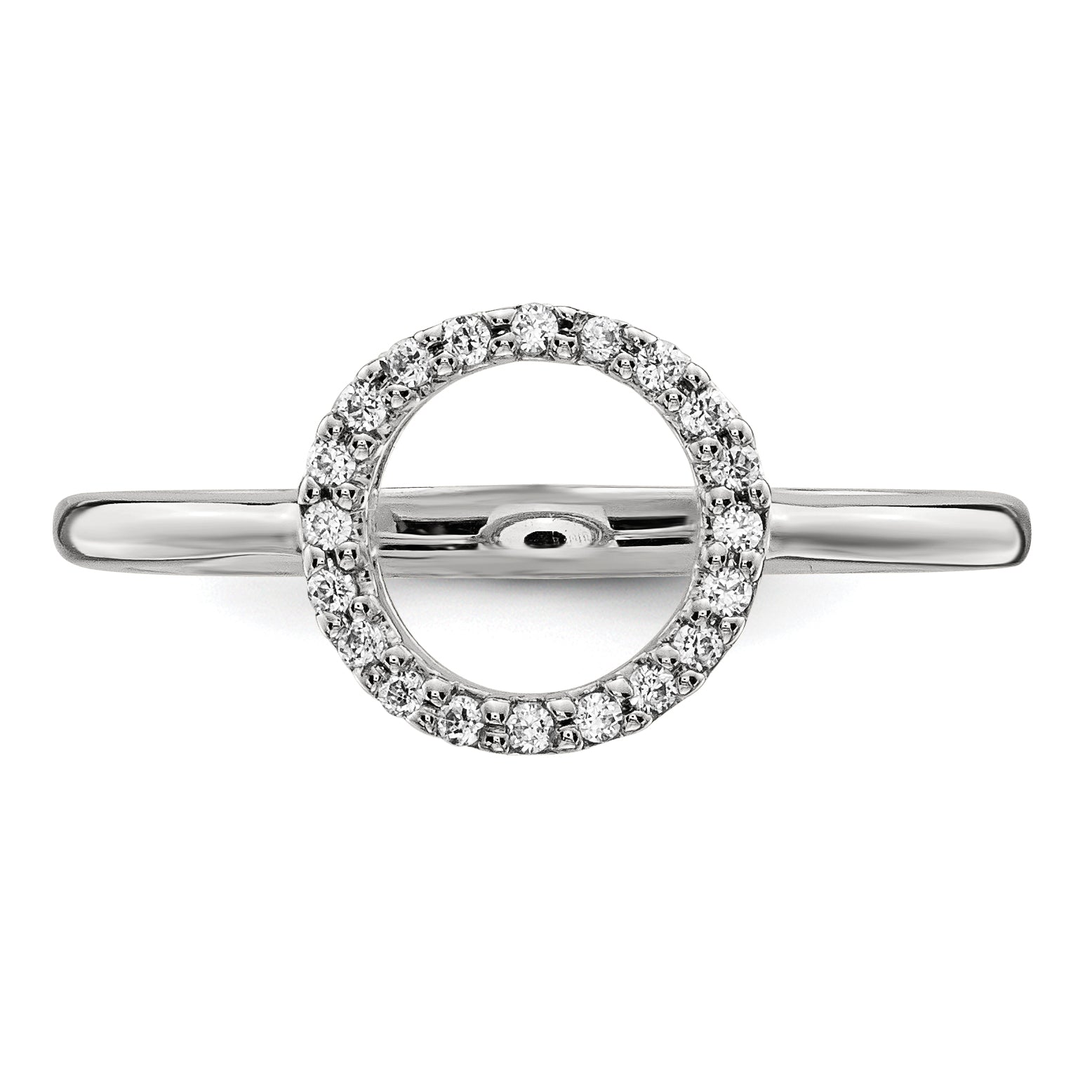 14K Weißgold Diamant-Ring mit offenem Kreis