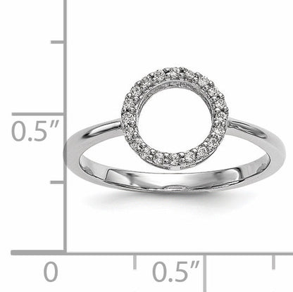14K Weißgold Diamant-Ring mit offenem Kreis