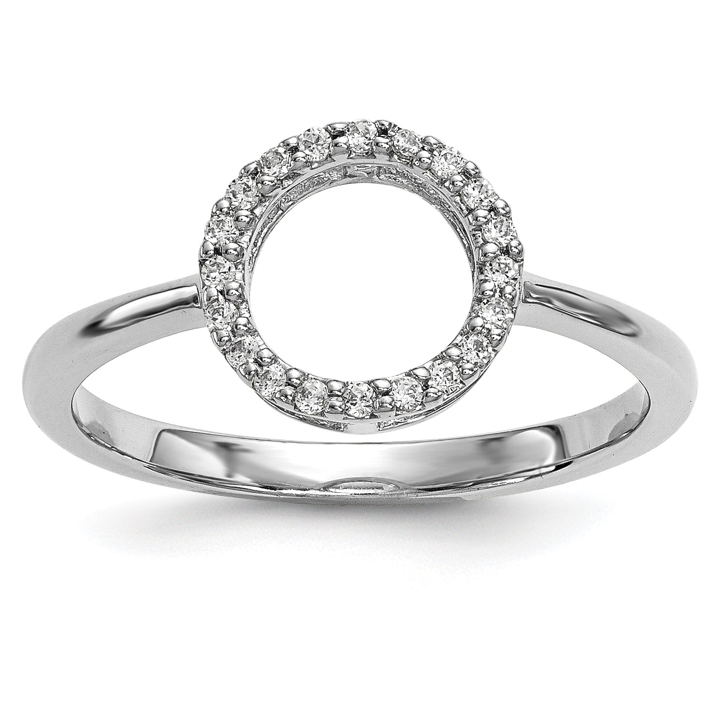 14K Weißgold Diamant-Ring mit offenem Kreis