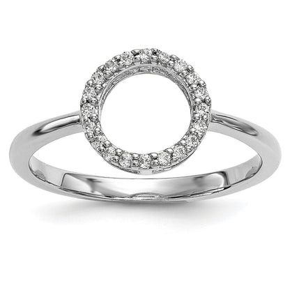 14K Weißgold Diamant-Ring mit offenem Kreis