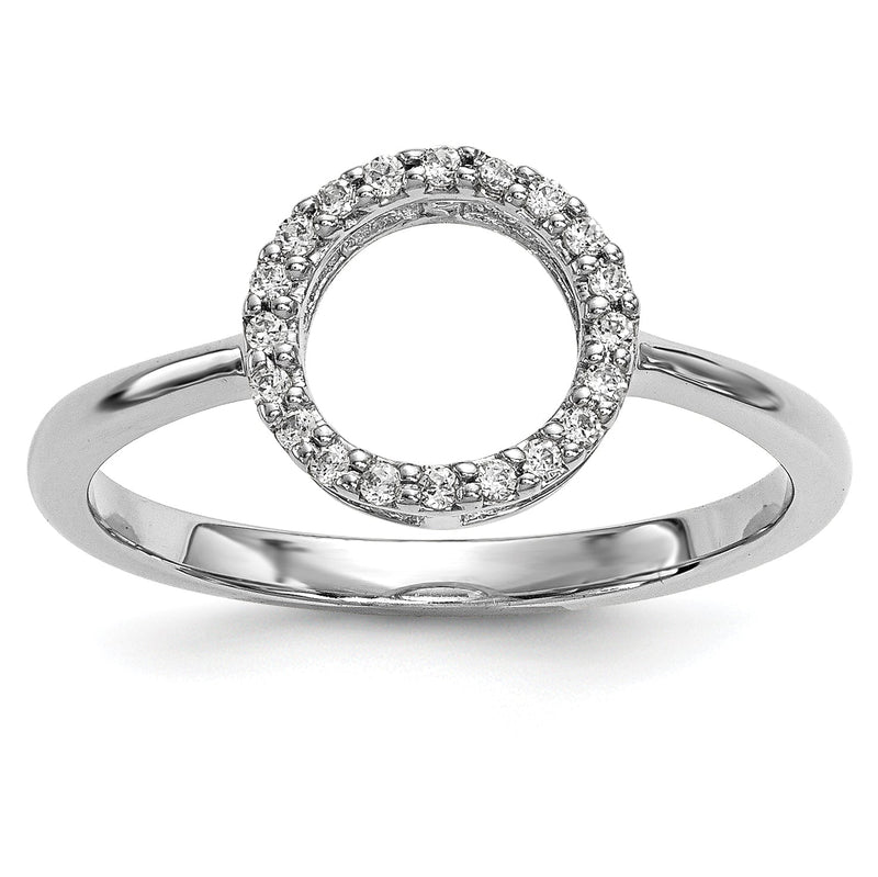14K Weißgold Diamant-Ring mit offenem Kreis