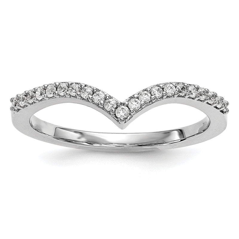 14K Weißgold Diamant-V-Ring