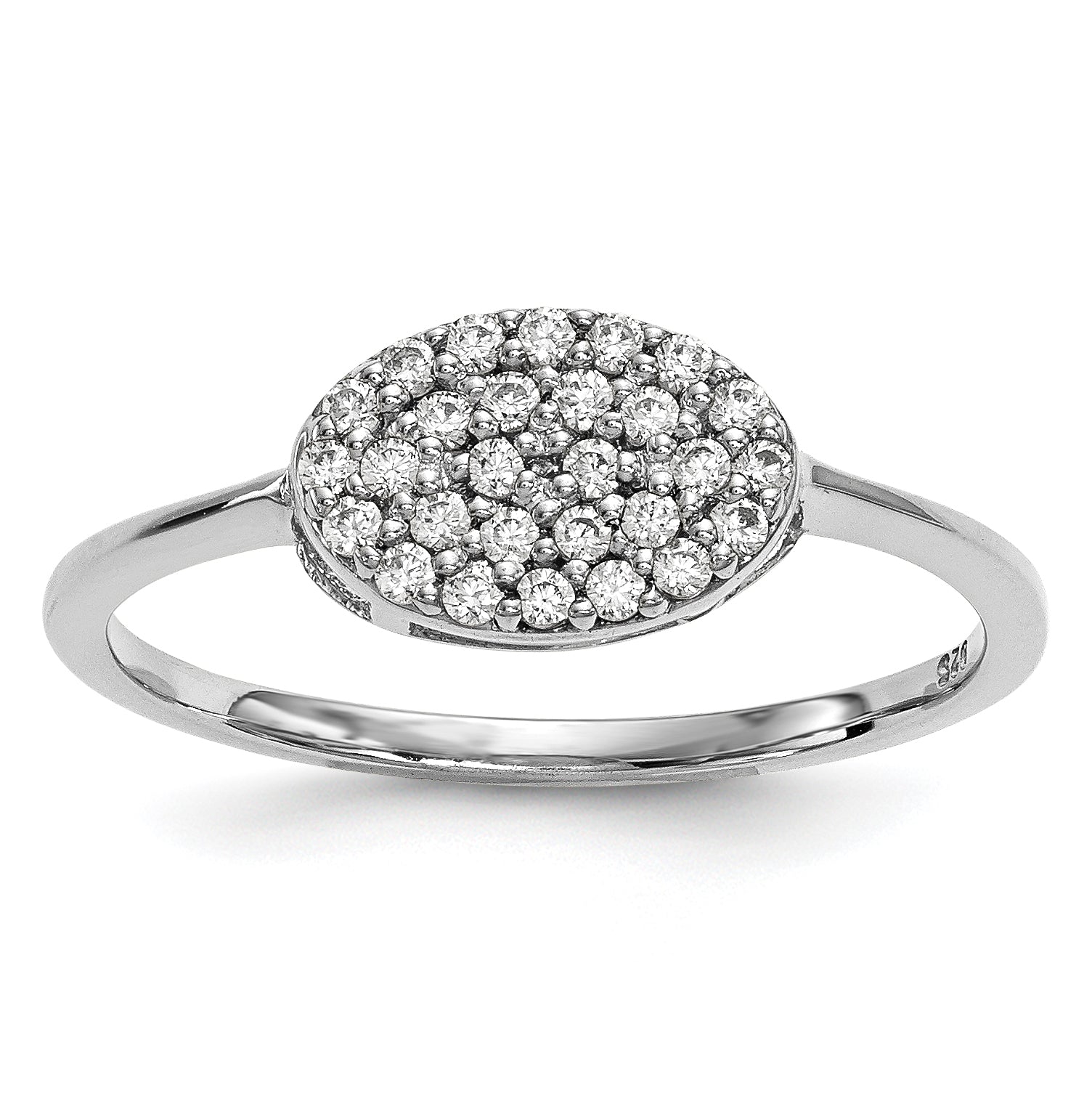 14K Weißgold Diamant-Cluster-Ring, oval