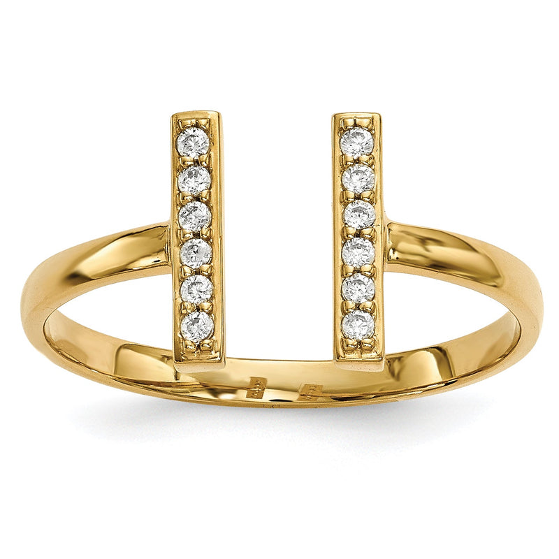 Diamant-Doppelbarren-Ring aus 14K Gelbgold