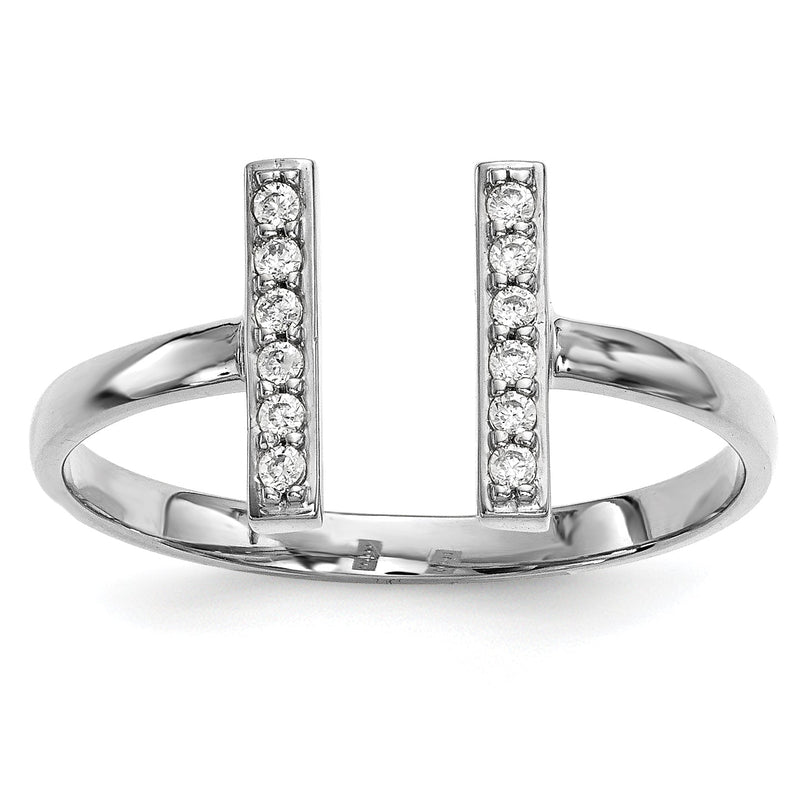 14K Weißgold Diamant-Doppelbalken-Ring