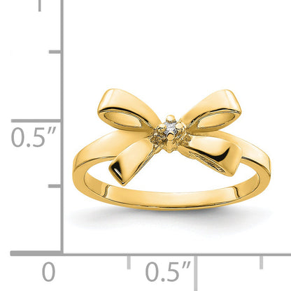 14K Gelbgold Diamant-Schleifenring, poliert, mit Diamanten (natürlich)