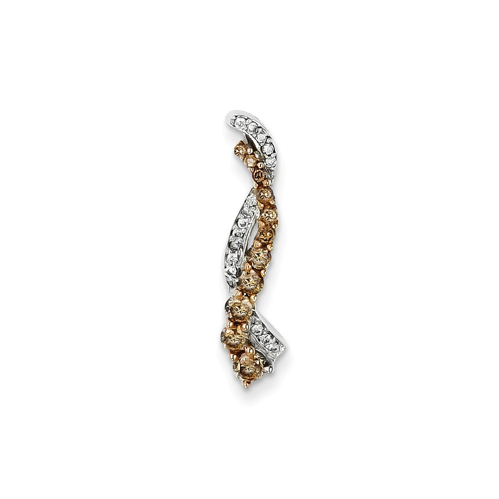 14K Weißgold & Rhodium Champagner- und Weißdiamant-Anhänger