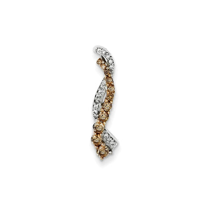 14K Weißgold & Rhodium Champagner- und Weißdiamant-Anhänger