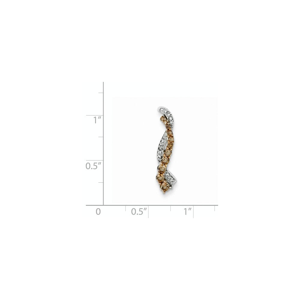 14K Weißgold & Rhodium Champagner- und Weißdiamant-Anhänger