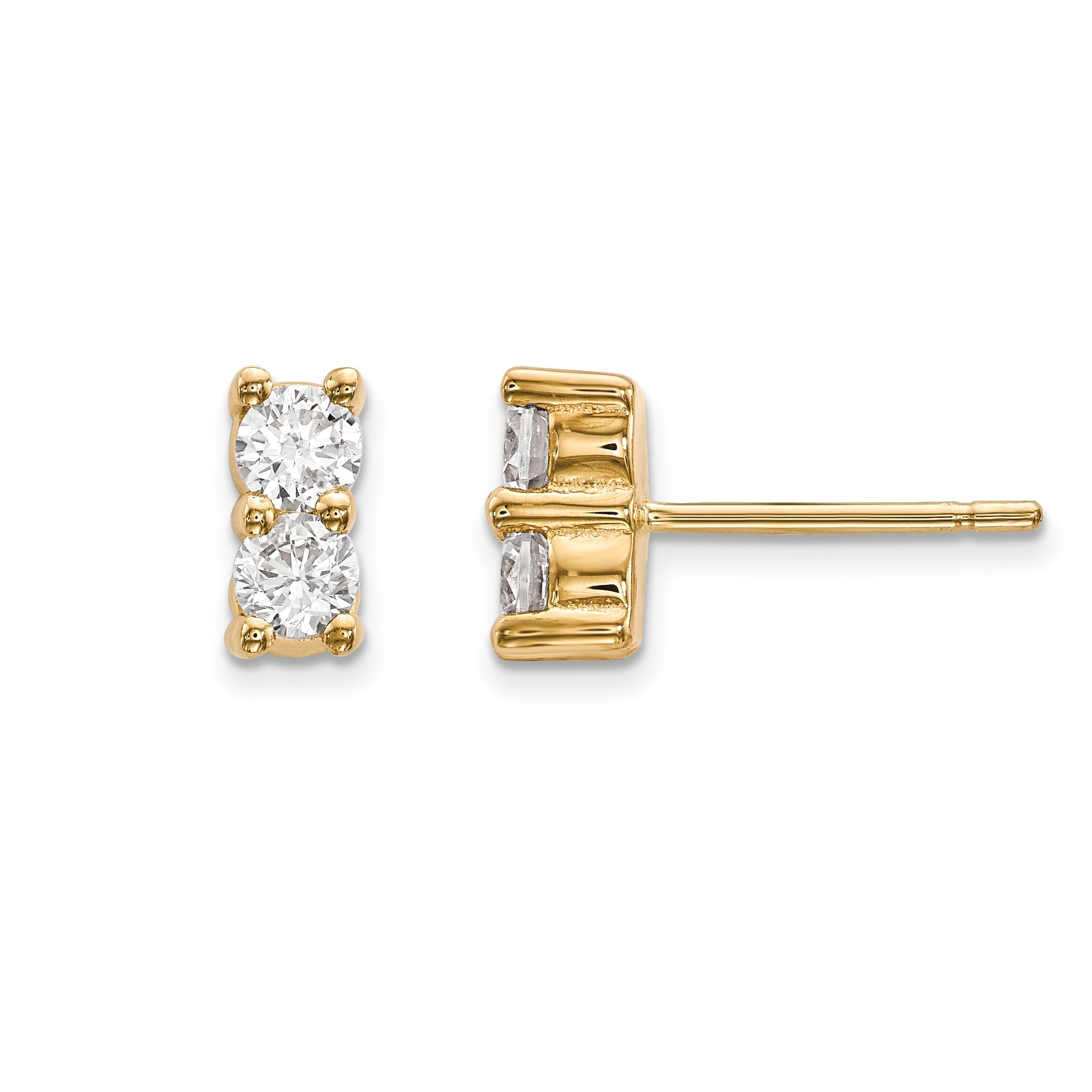 14K Gelbgold Ohrringe mit 2 Diamanten, 0,28 ct. Gesamtgewicht