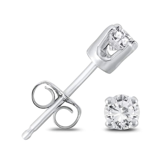 1/4 KARAT TW RUNDEN SOLITÄR REAL DURCHMESSERANT ZUCHT OHRRINGE IN .925 STERLING SILBER
