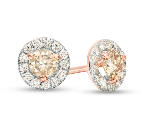 1/2 CT. T.W. Sekt DurchMeinnt Rahmen Zucht OhrRinge in 14K Rose Gold