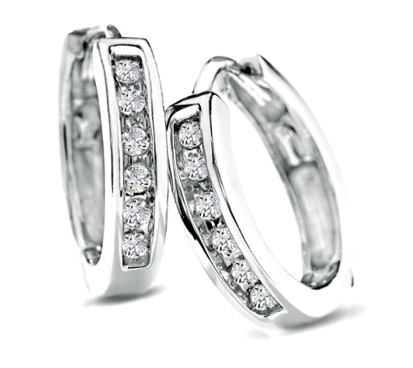 1/10 CT. DurchMeinnt Huggie Verbotd OhrRinge in FEST 14K Wiriß Gelb oder Rose Gold