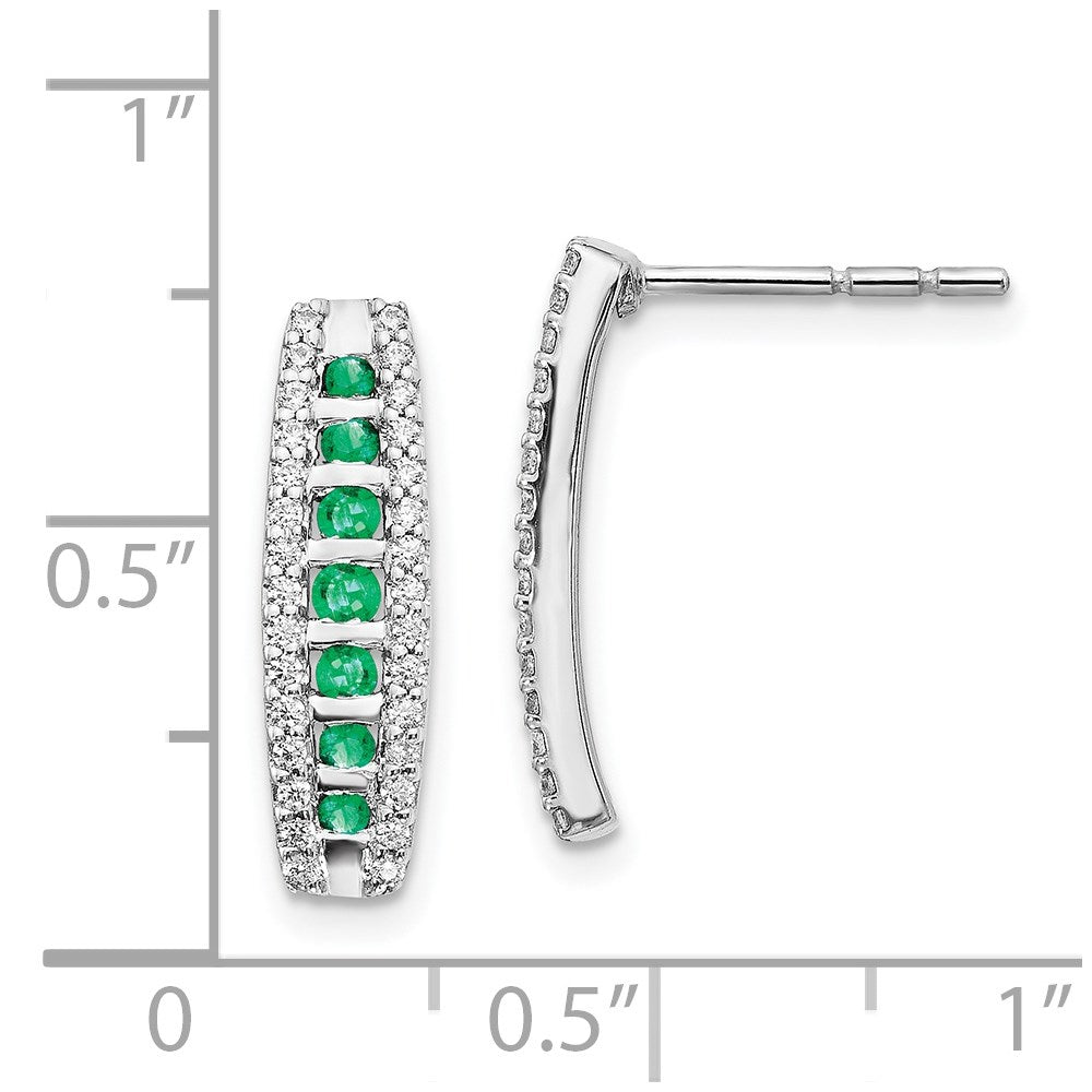 14k White Gold Real Diamond and Emerald Fancy Earrings EM3849-EM-030-WA