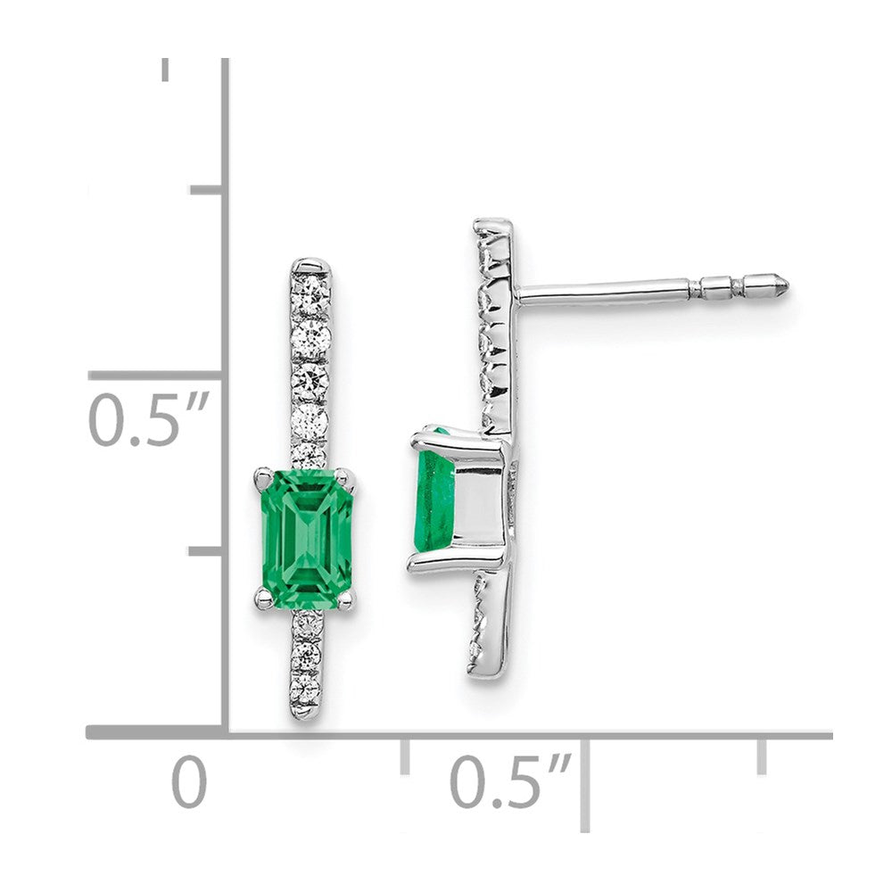 14k White Gold Real Diamond and Emerald Fancy Earrings EM3874-EM-014-WA