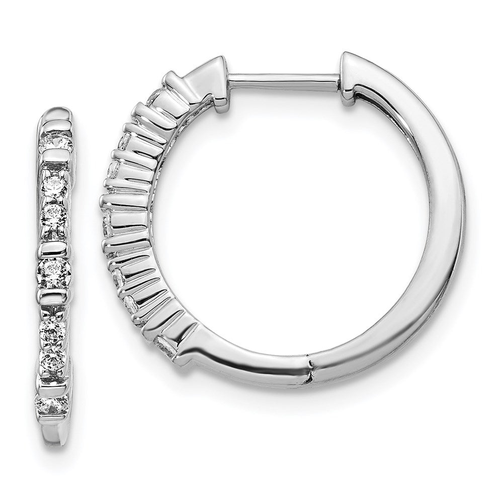 14k White Gold Real Diamond Hinged Hoop Earrings EM4260-025-WA