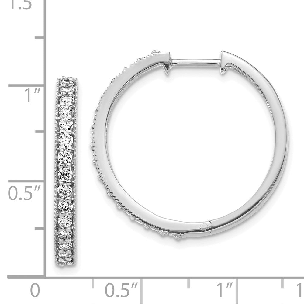 14k White Gold Real Diamond Milgrain Hoop Earrings EM4278-100-WA