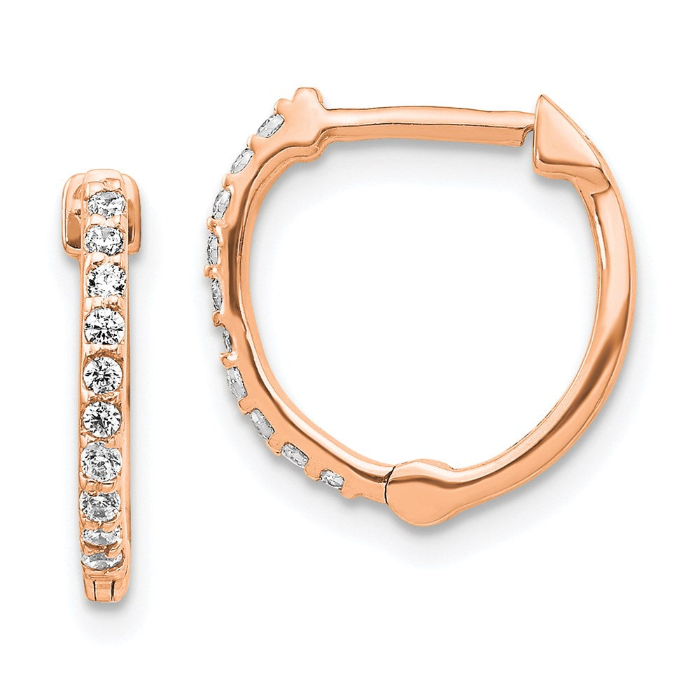 14k Rose Gold Real Diamond Hinged Hoop Earrings EM5353-020-RA