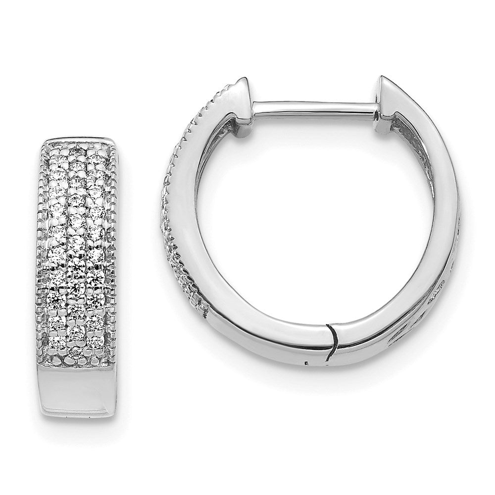 14k White Gold Real Diamond Hinged Hoop Earrings EM5377-025-WA