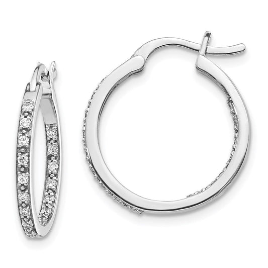 14k White Gold Real Diamond In/Out Hoop Earrings EM5423-033-WA