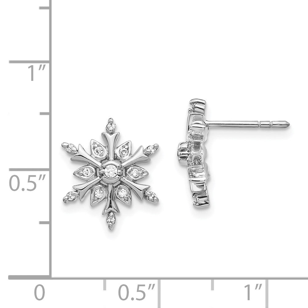 14k White Gold Real Diamond Snowflake Earrings EM5539-016-WA