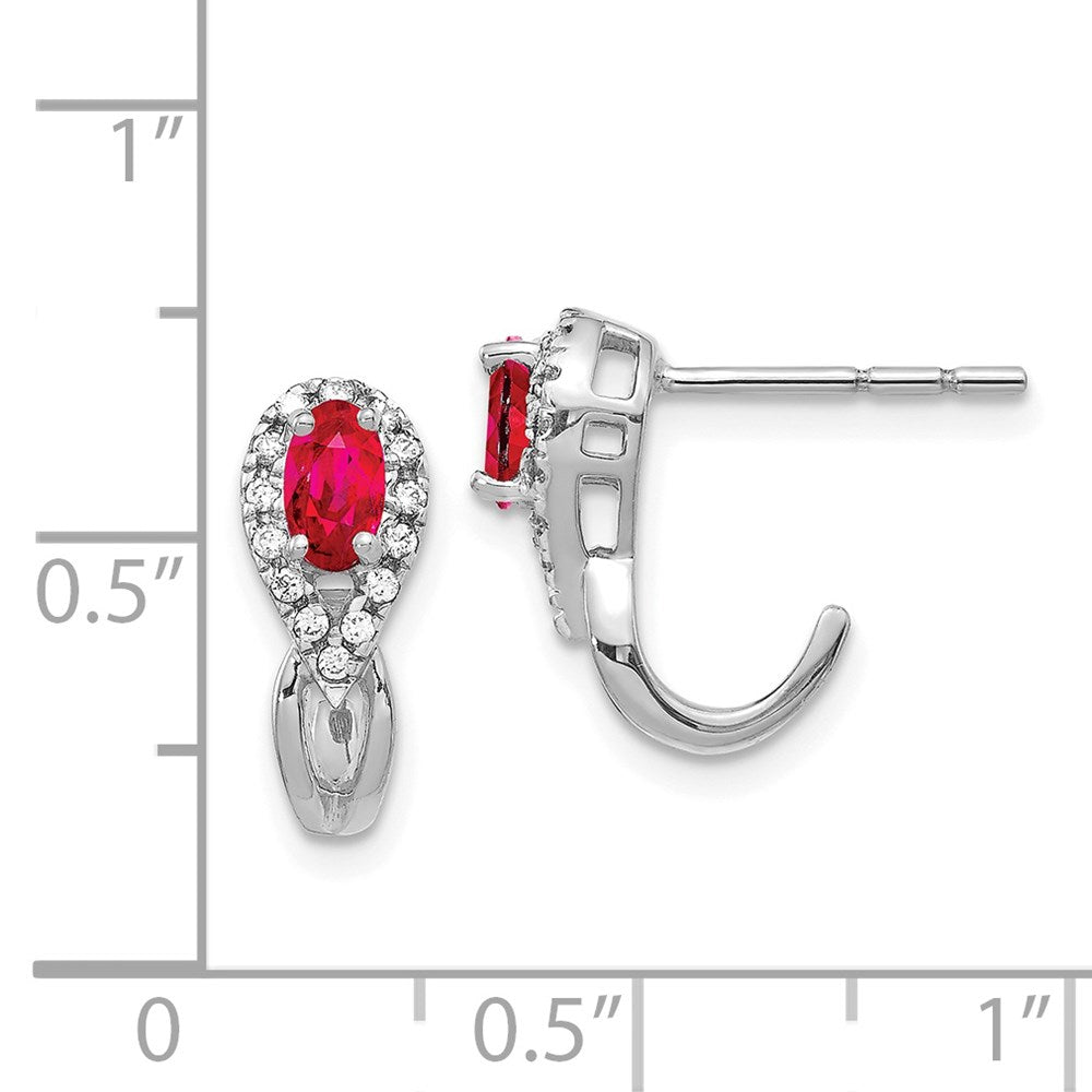 14k White Gold Real Diamond and Ruby Earrings EM5593-RU-013-WA
