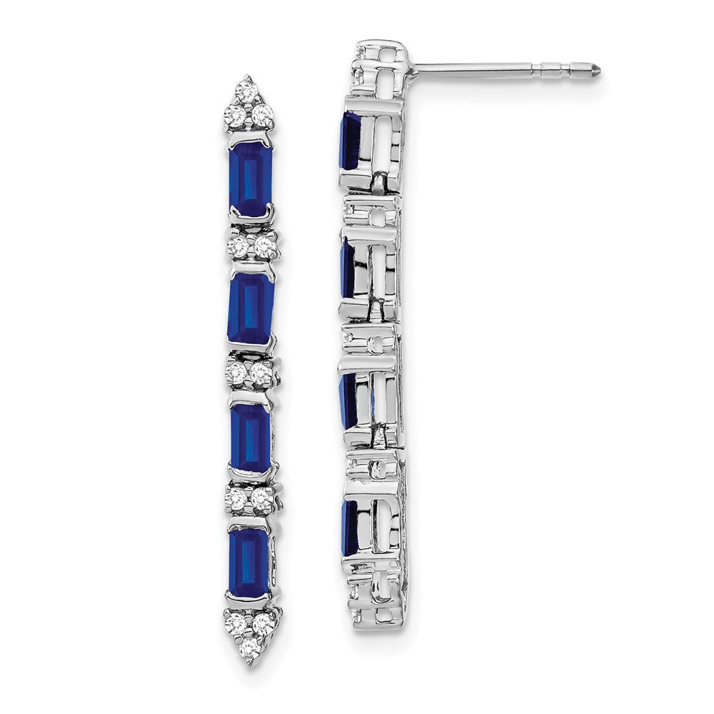 14k White Gold Sapphire and Real Diamond 4-stone Dangle Earrings EM7225-SA-020-WA