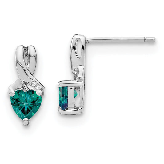 Sterling Silver Created Alexandrite and Real Diamond Earrings EM7401-CA-002-SSA