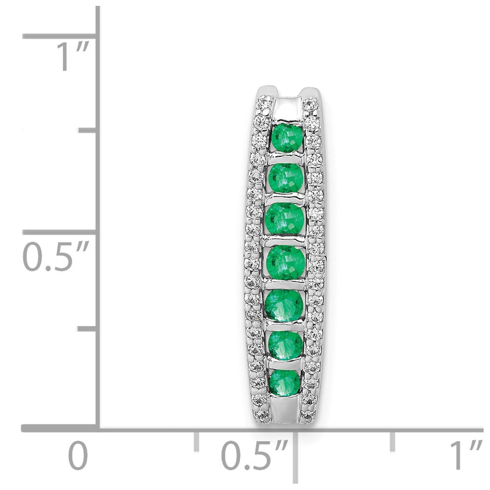 14k white gold real diamond and emerald fancy chain slide pm3849 em 020 wa