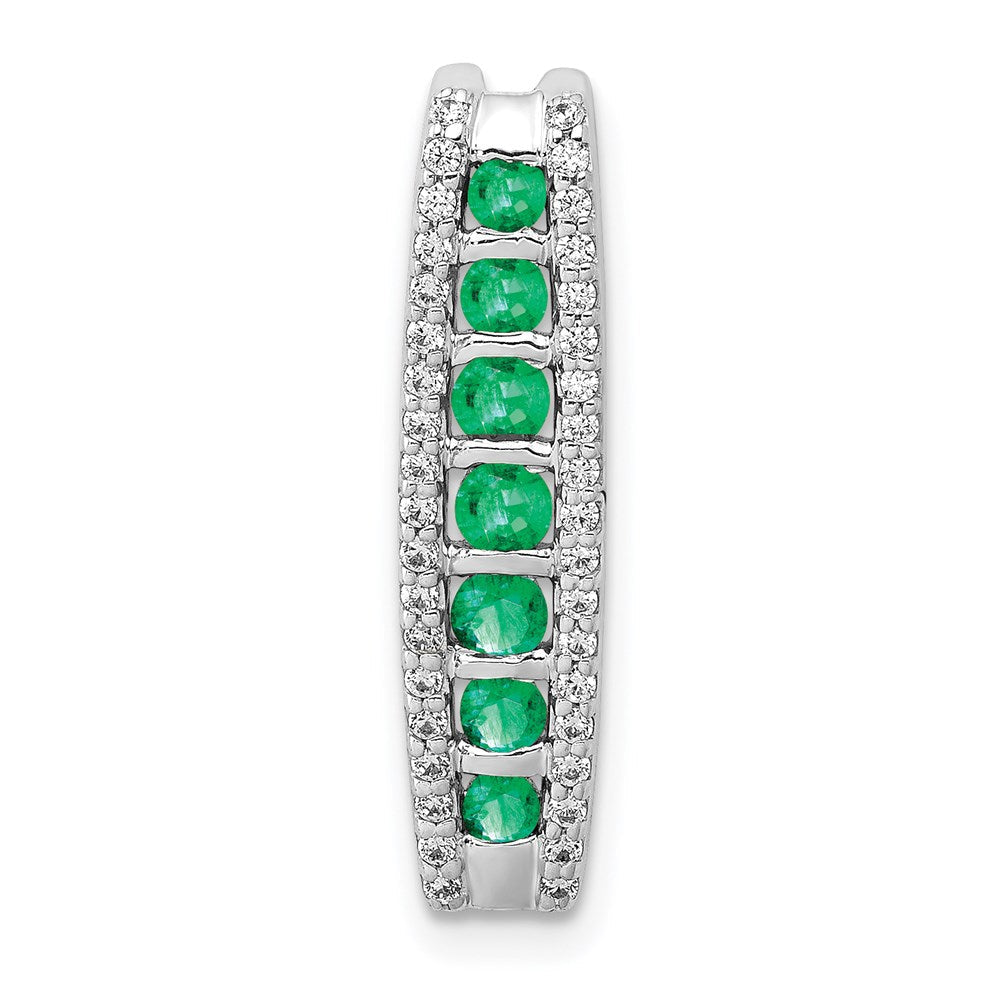 14k white gold real diamond and emerald fancy chain slide pm3849 em 020 wa