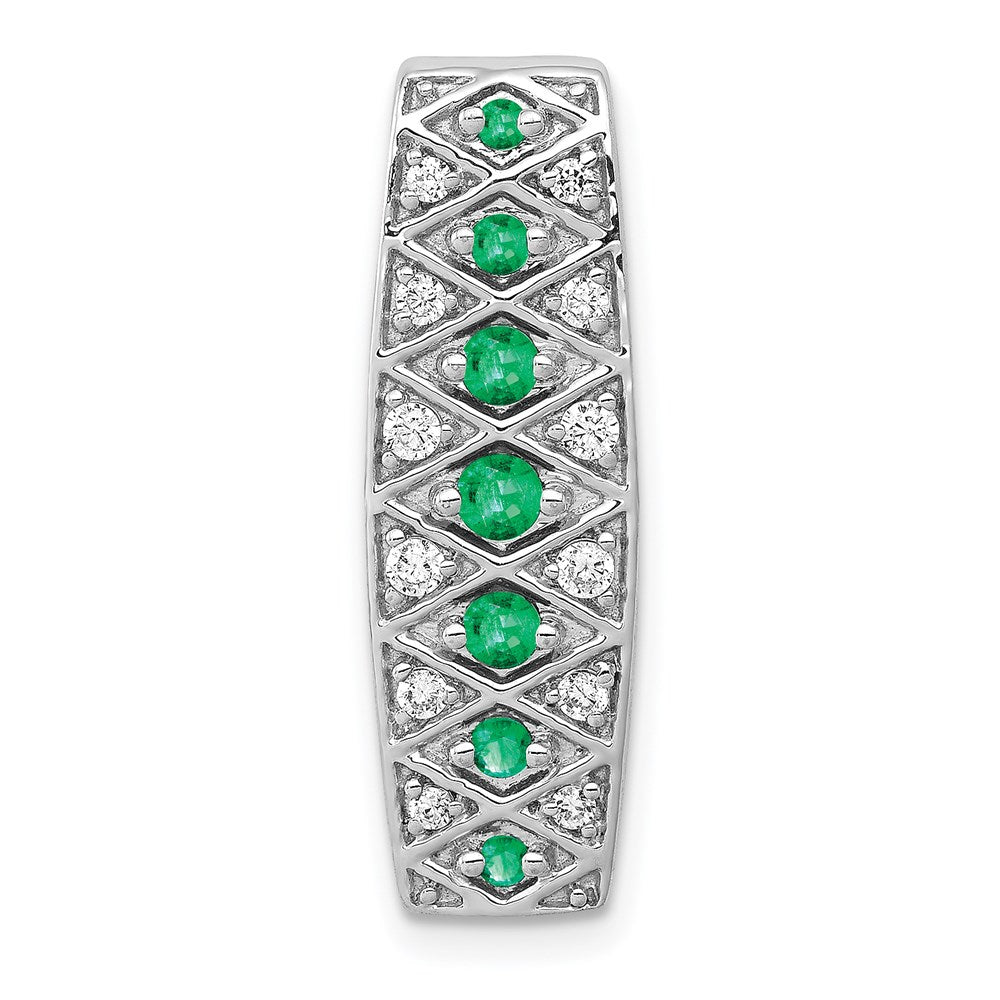 14k white gold real diamond and emerald fancy chain slide pm3850 em 020 wa