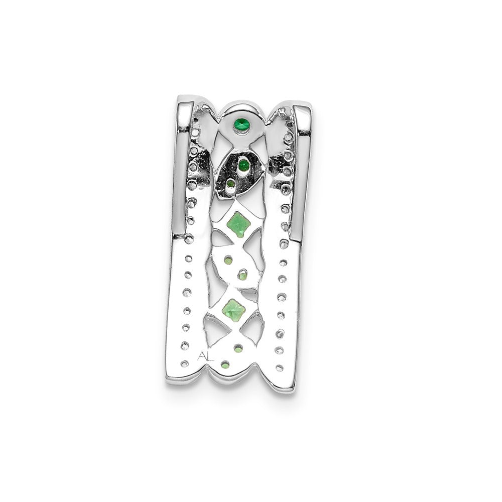 14k white gold real diamond and emerald fancy chain slide pm3852 em 020 wa