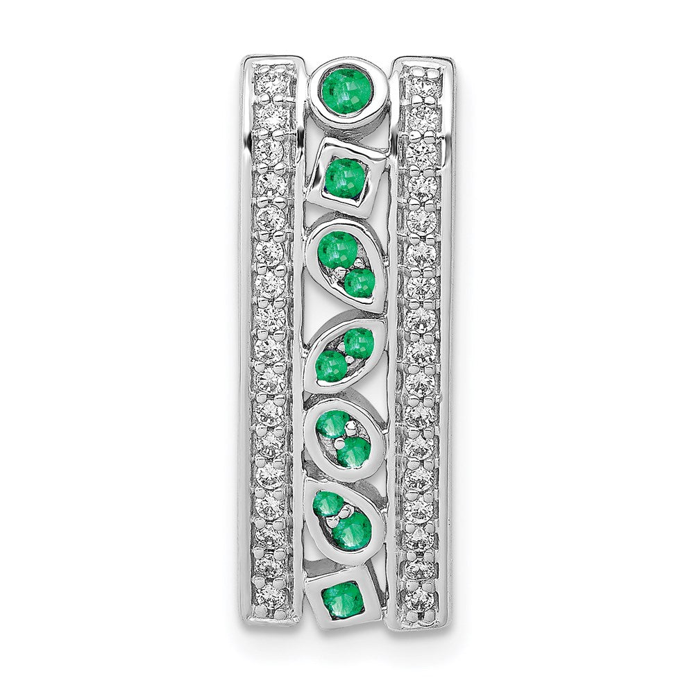 14k white gold real diamond and emerald fancy chain slide pm3853 em 020 wa