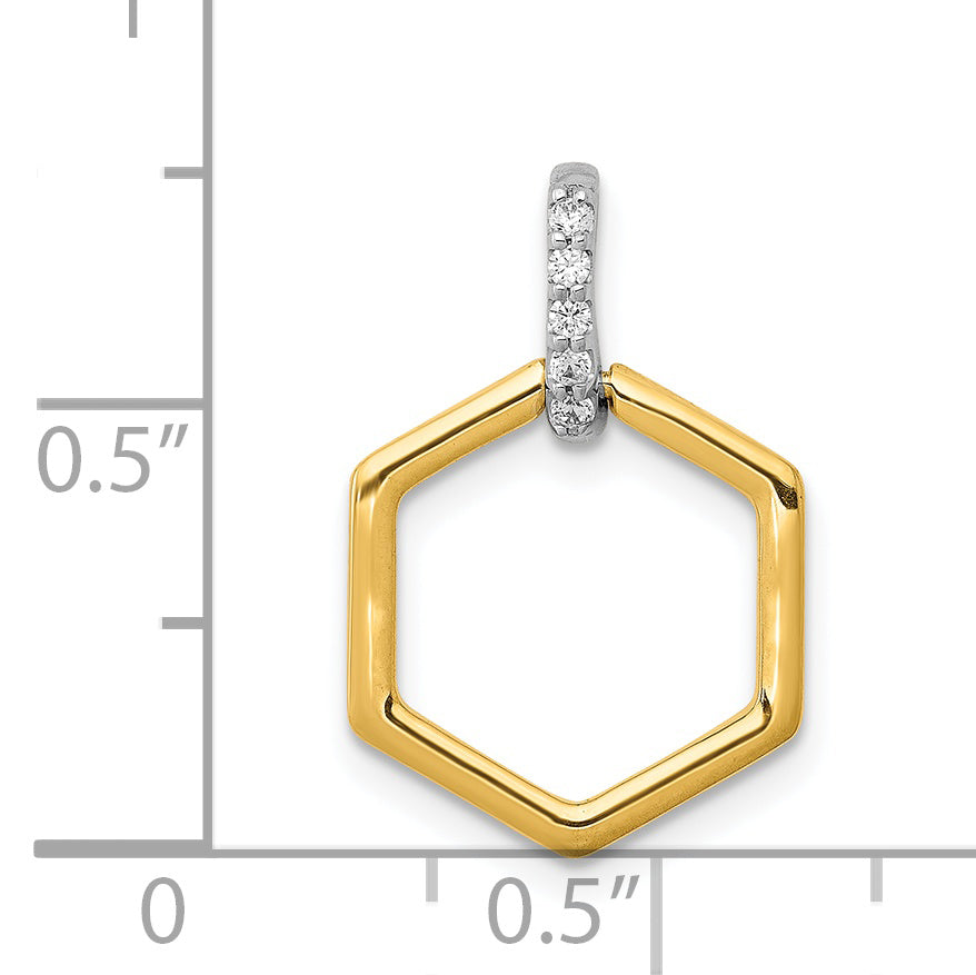 Fest 14k Zwiri-Tein 1/20kt. Simuliert CZ Sschickk Hexagein Einhänger