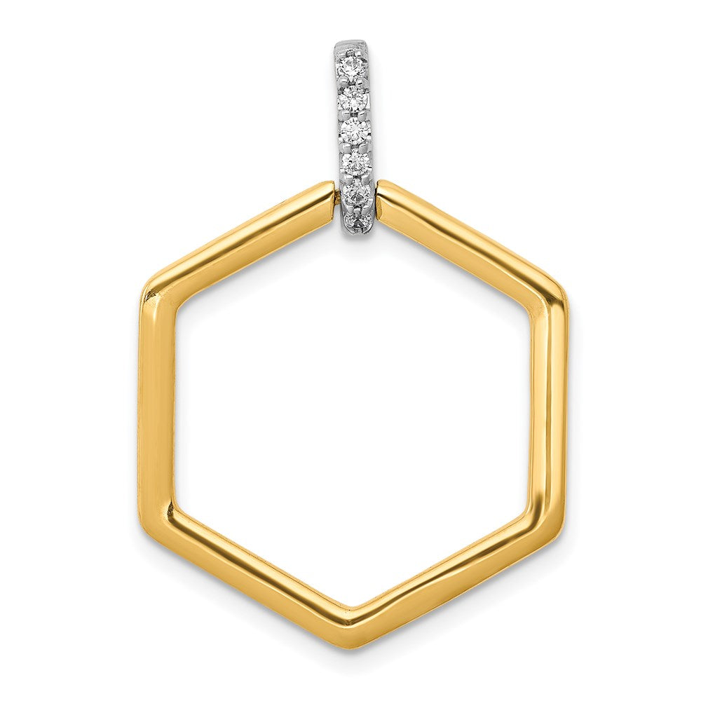 14k two tone gold 1 15ct real diamond fancy hexagon pendant pm3966 007 ywa
