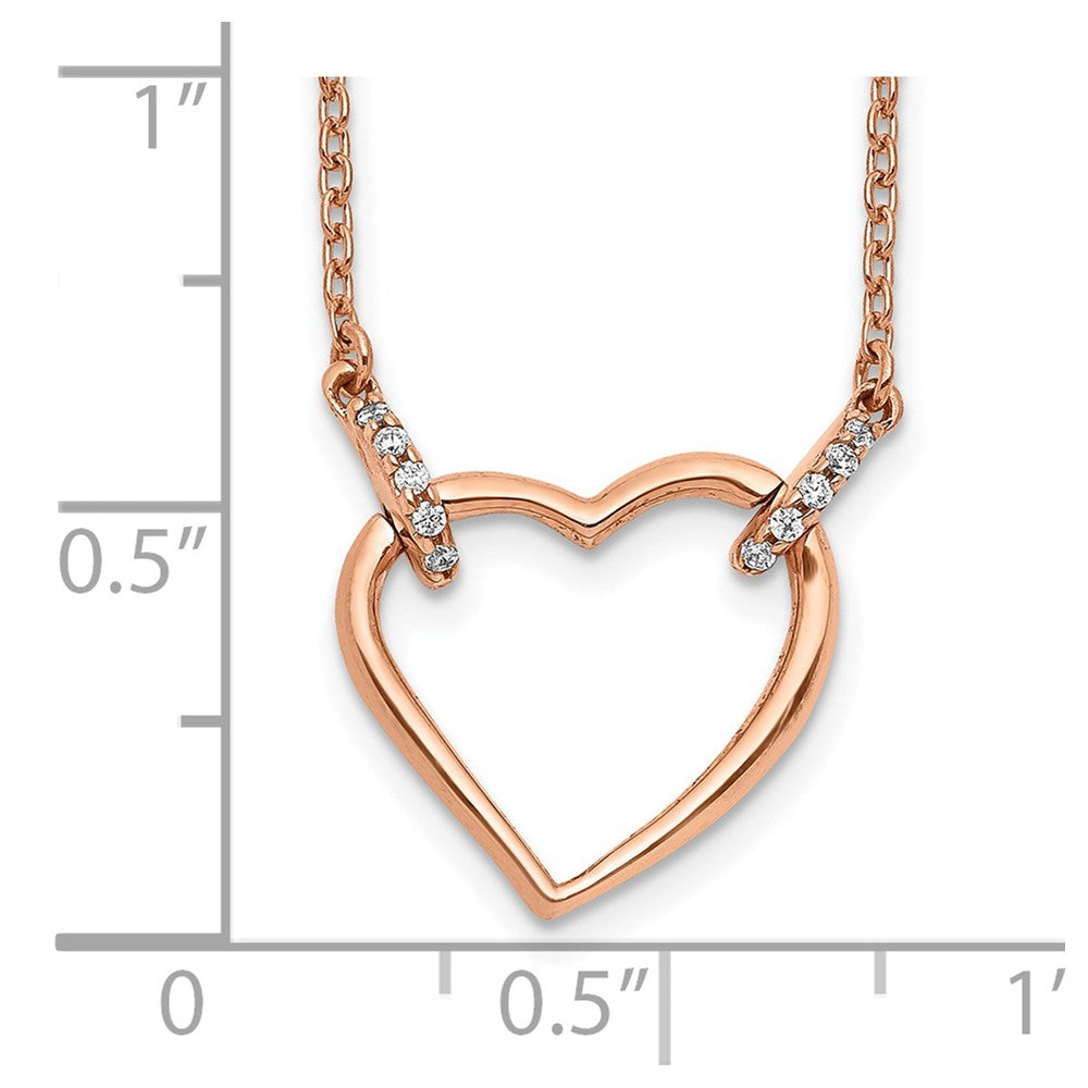 14k rose gold real diamond heart 18 inch necklace pm4366 005 ra