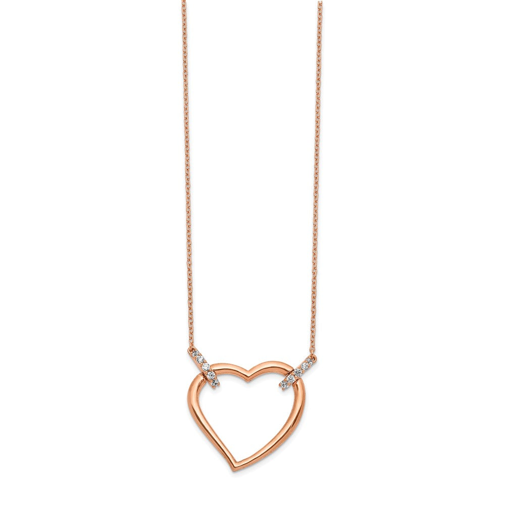 14k rose gold real diamond heart 18 inch necklace pm4366 025 ra