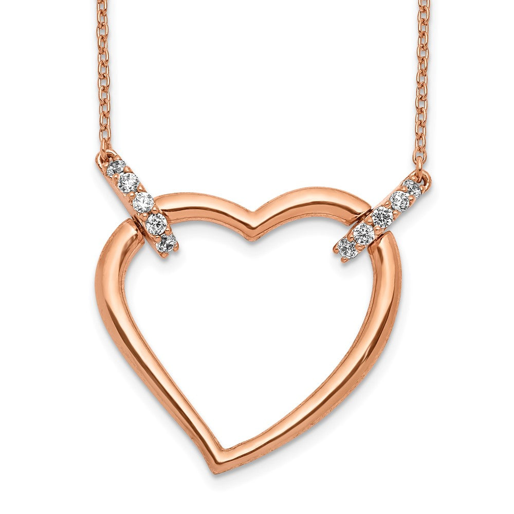 14k rose gold real diamond heart 18 inch necklace pm4366 025 ra